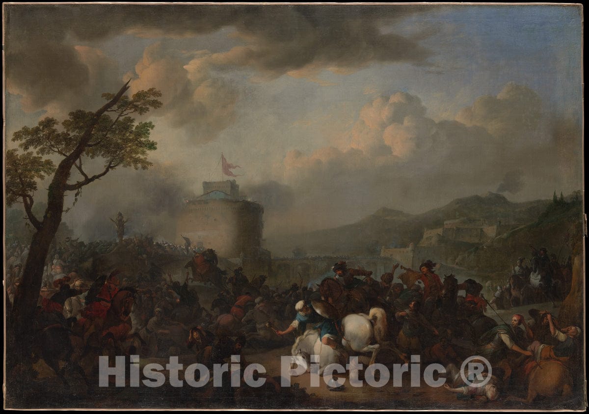 Art Print : Johannes Lingelbach - Battle Scene : Vintage Wall Art