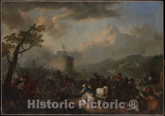 Art Print : Johannes Lingelbach - Battle Scene : Vintage Wall Art