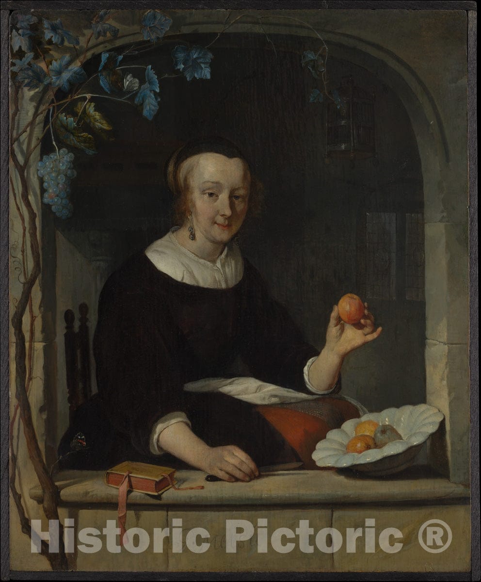 Art Print : Gabriël Metsu - A Woman Seated at a Window : Vintage Wall Art