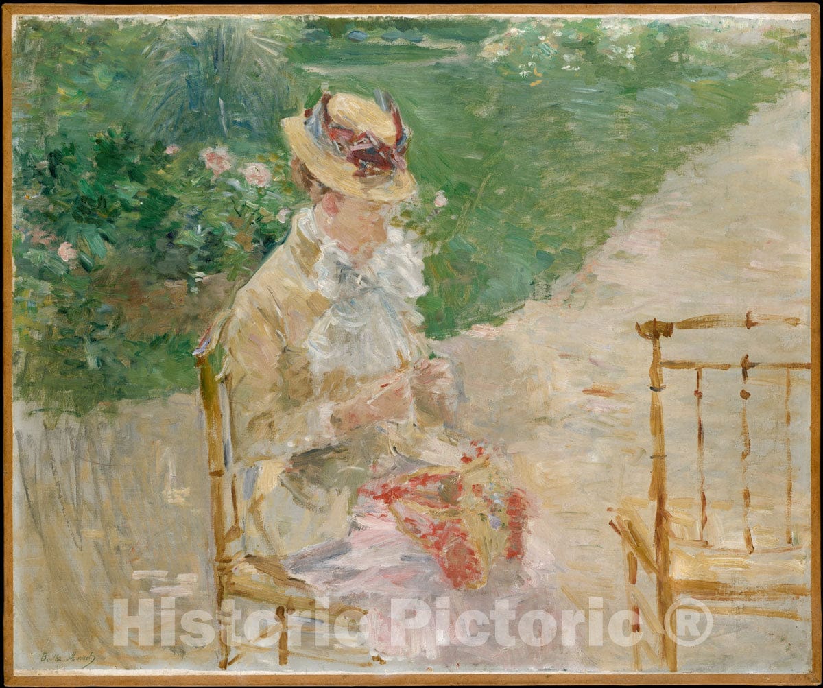 Art Print : Berthe Morisot - Young Woman Knitting : Vintage Wall Art