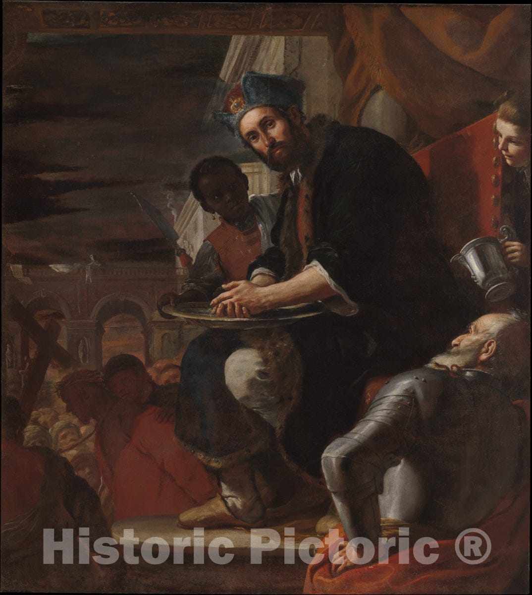 Art Print : Mattia Preti (Il Cavalier Calabrese) - Pilate Washing His Hands : Vintage Wall Art