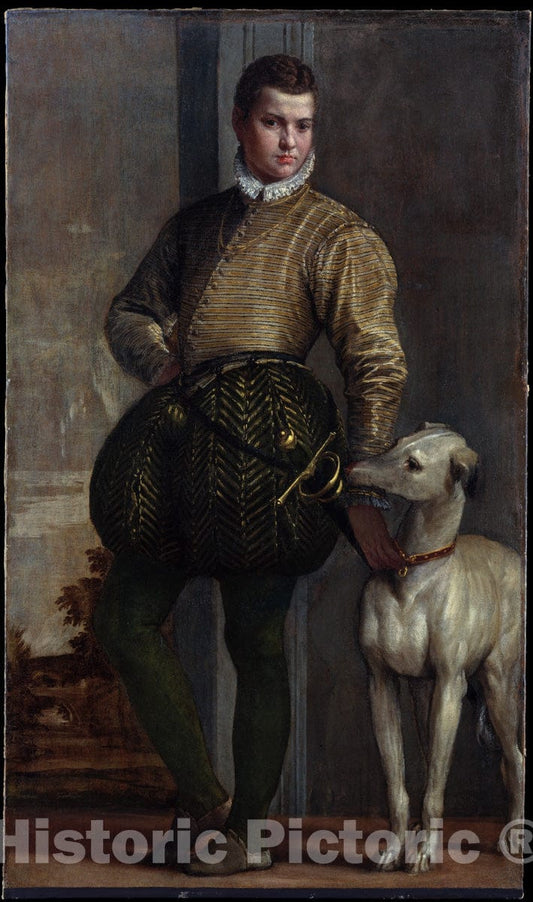 Art Print : Paolo Veronese (Paolo Caliari) - Boy with a Greyhound : Vintage Wall Art