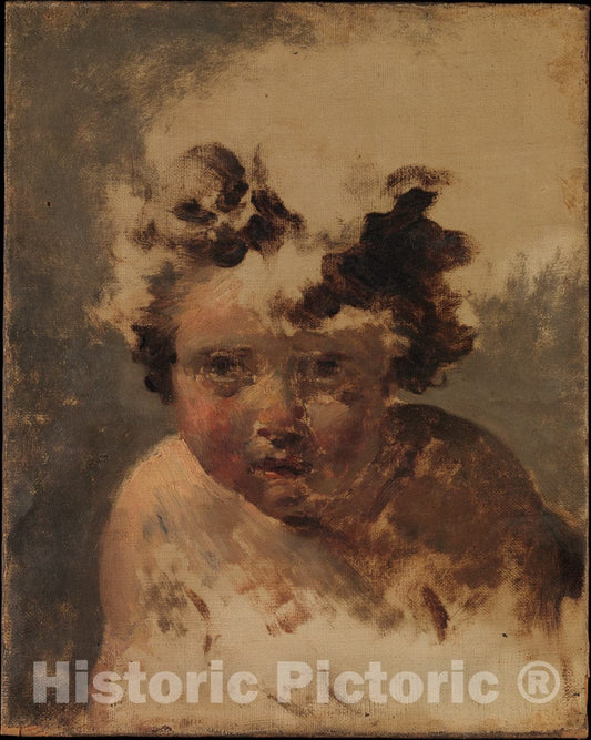 Art Print : Style of Jacques Louis David - Head of a Child : Vintage Wall Art