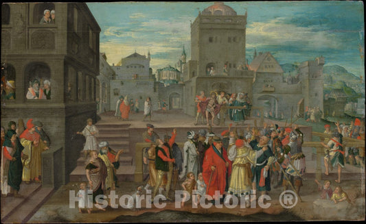 Art Print : Copy After Lucas Van Leyden - Christ Presented to The People : Vintage Wall Art