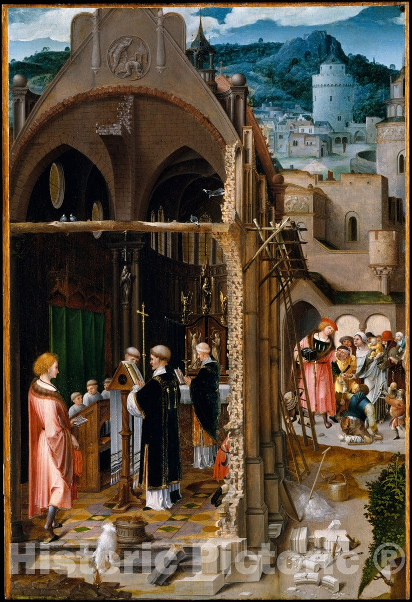 Art Print : Netherlandish (Antwerp Mannerist) Painter - A Sermon on Charity (Possibly The Conversion of Saint Anthony) : Vintage Wall Art