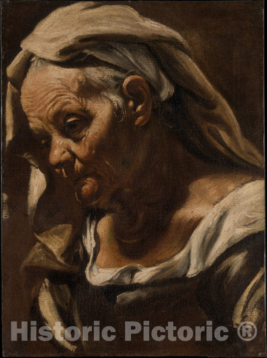 Art Print : Orazio Borgianni - Head of an Old Woman : Vintage Wall Art