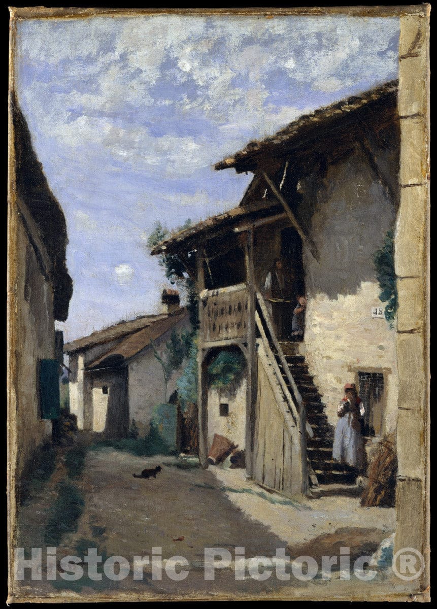 Art Print : Camille Corot - A Village Street: Dardagny : Vintage Wall Art