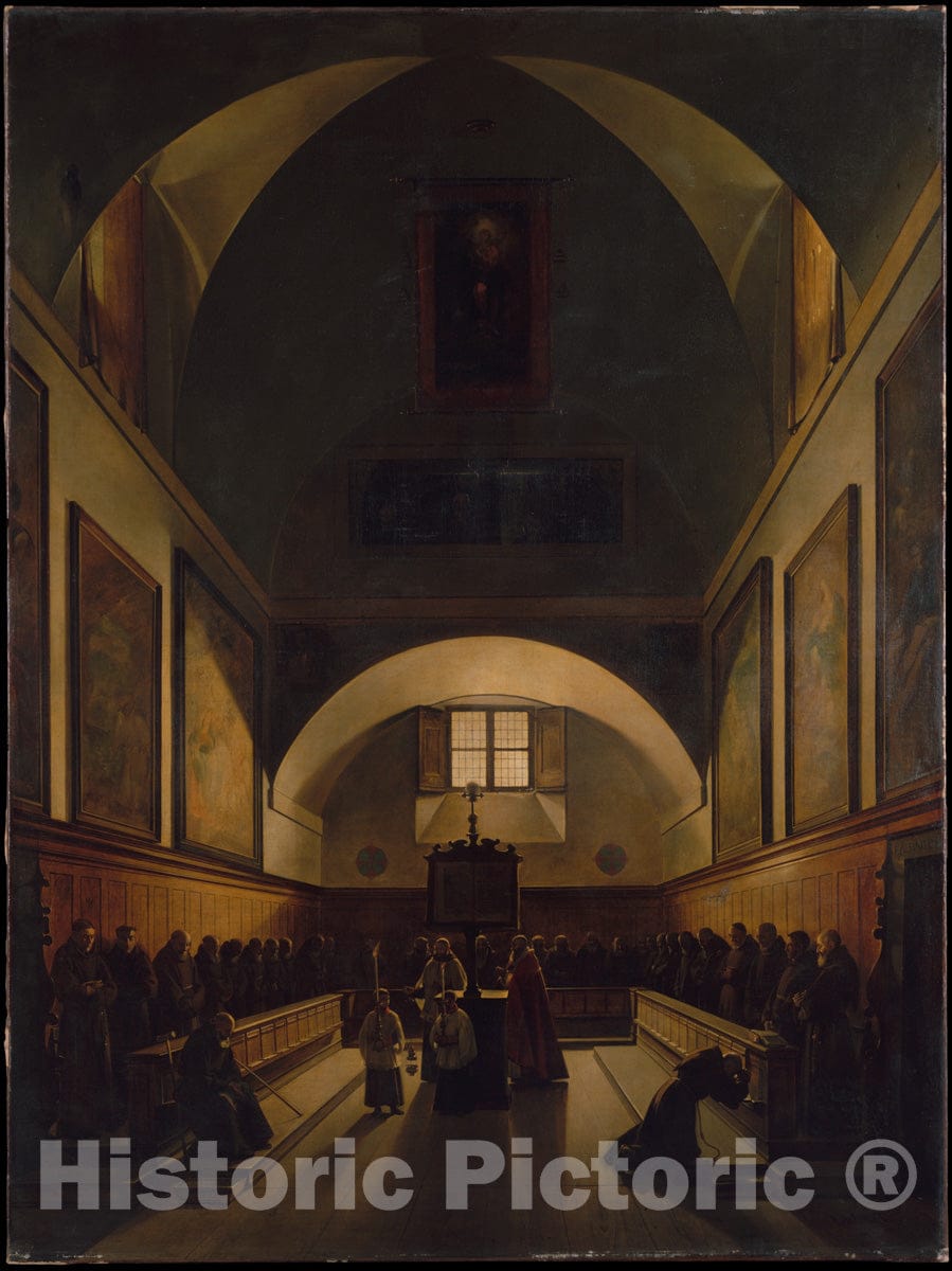 Art Print : François Marius Granet - The Choir of The Capuchin Church in Rome : Vintage Wall Art