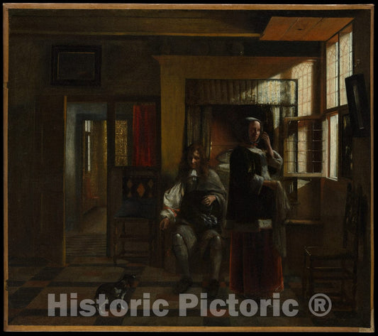 Art Print : Pieter de Hooch - Interior with a Young Couple : Vintage Wall Art