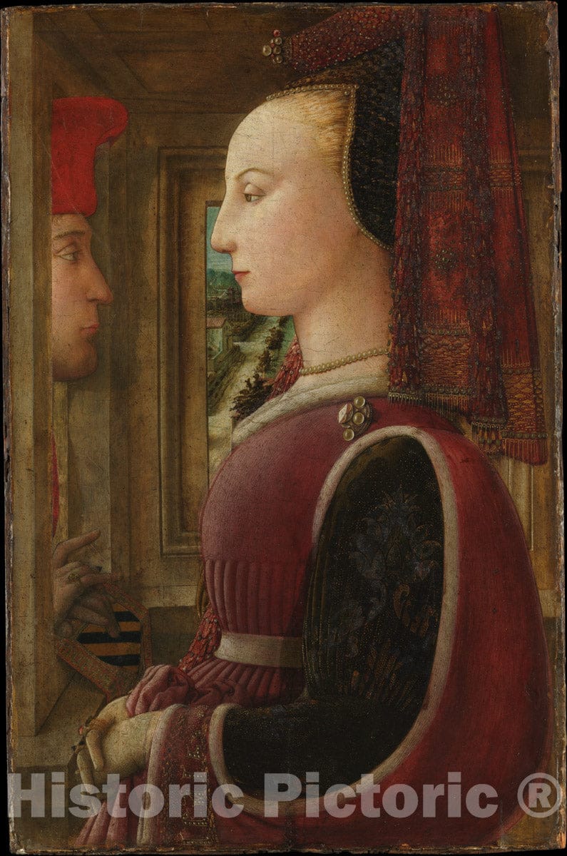 Art Print : Fra Filippo Lippi - Portrait of a Woman with a Man at a Casement : Vintage Wall Art