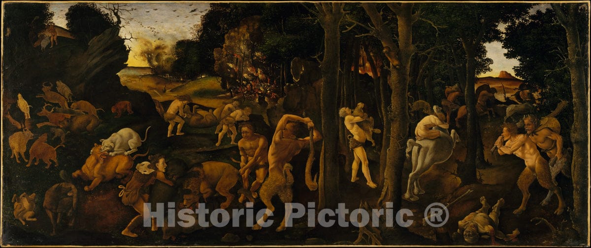 Art Print : Piero di Cosimo (Piero di Lorenzo di Piero d'Antonio) - A Hunting Scene : Vintage Wall Art