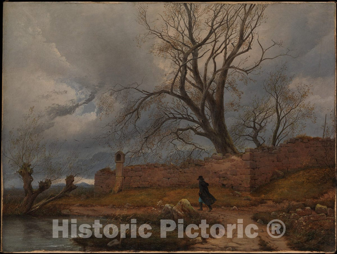 Art Print : Julius von Leypold - Wanderer in The Storm : Vintage Wall Art