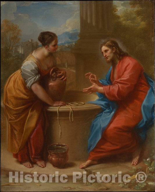 Art Print : Benedetto Luti - Christ and The Woman of Samaria : Vintage Wall Art