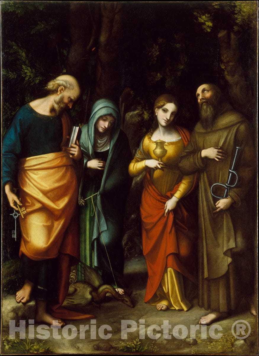 Art Print : Correggio (Antonio Allegri) - Saints Peter, Martha, Mary Magdalen, and Leonard : Vintage Wall Art
