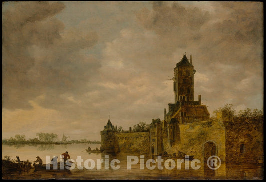 Art Print : Jan Van Goyen - Castle by a River : Vintage Wall Art