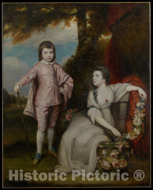 Art Print : Sir Joshua Reynolds - George Capel, Viscount Malden (1757–1839), and Lady Elizabeth Capel (1755–1834) : Vintage Wall Art