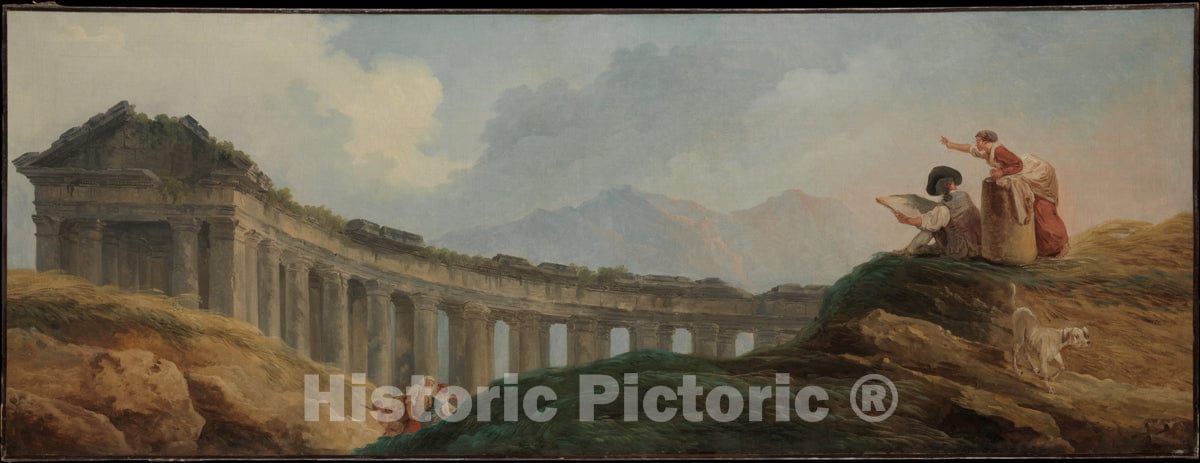 Art Print : Hubert Robert - A Colonnade in Ruins : Vintage Wall Art