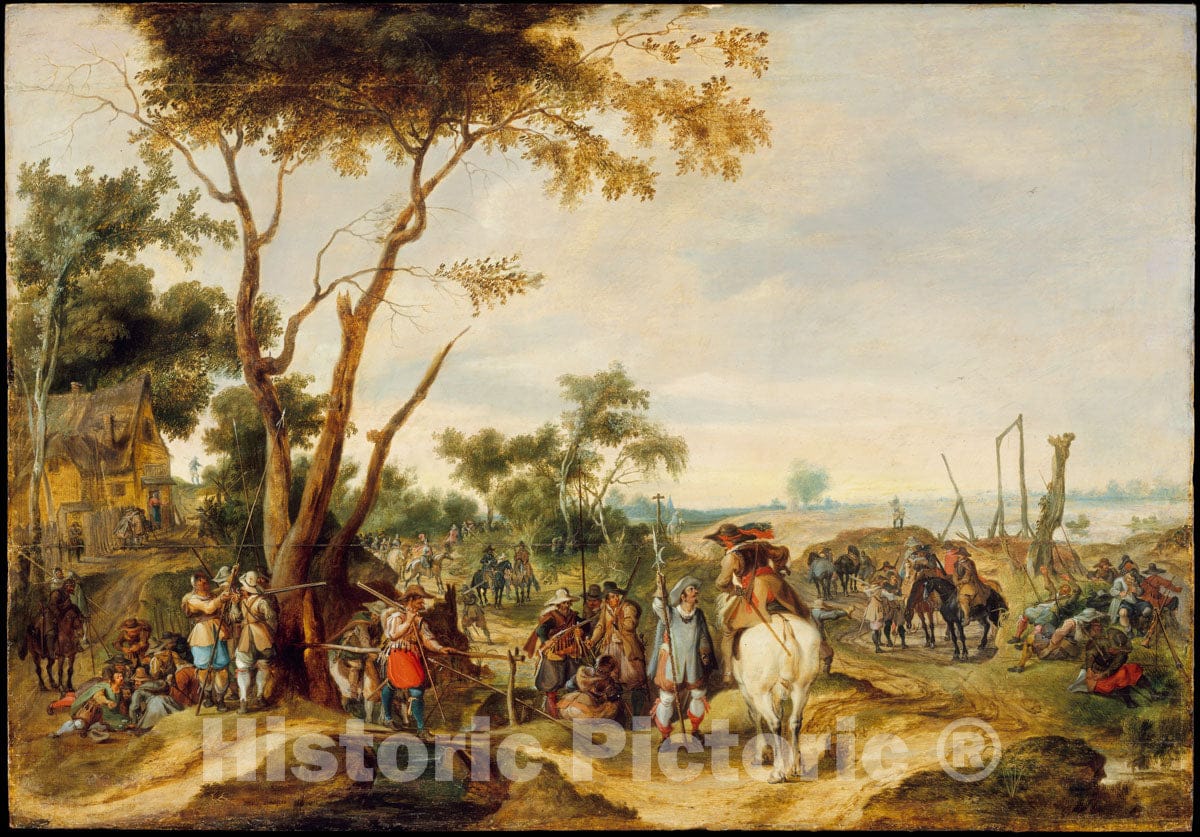 Art Print : Pieter Snayers - Soldiers Bivouacking : Vintage Wall Art