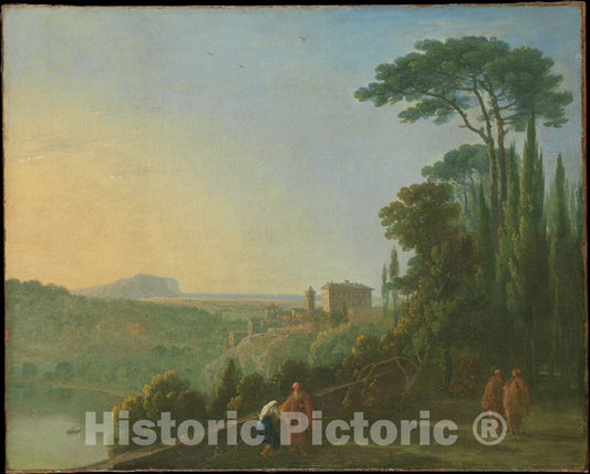 Art Print : Richard Wilson - Lake Nemi and Genzano from The Terrace of The Capuchin Monastery : Vintage Wall Art