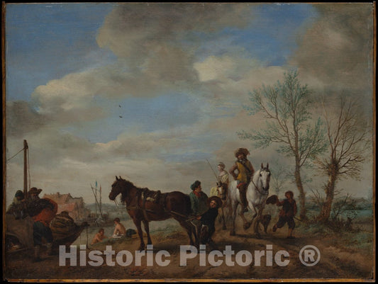 Art Print : Philips Wouwerman - A Man and a Woman on Horseback : Vintage Wall Art