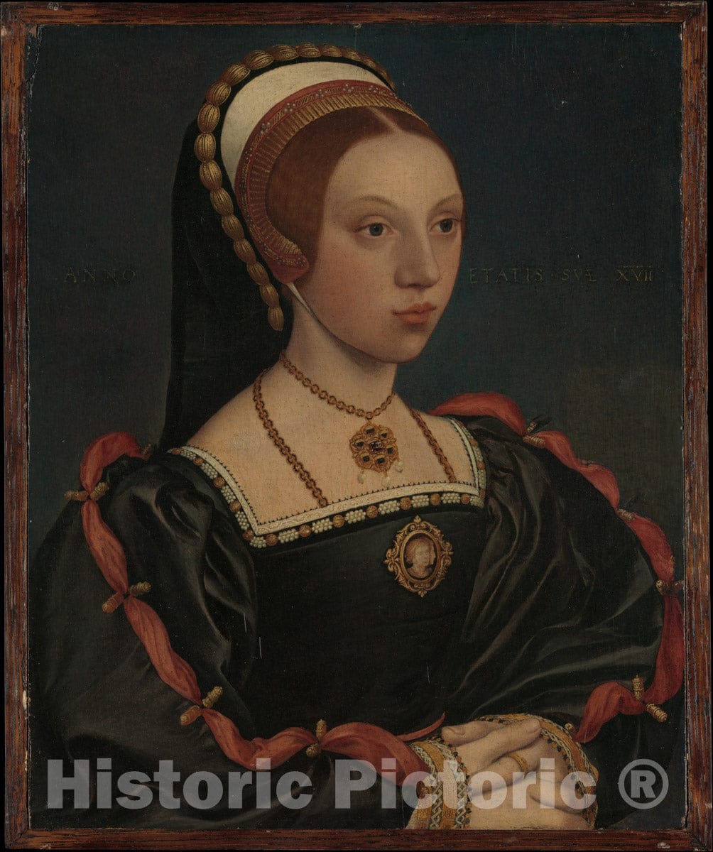 Art Print : Workshop of Hans Holbein The Younger - Portrait of a Young Woman : Vintage Wall Art