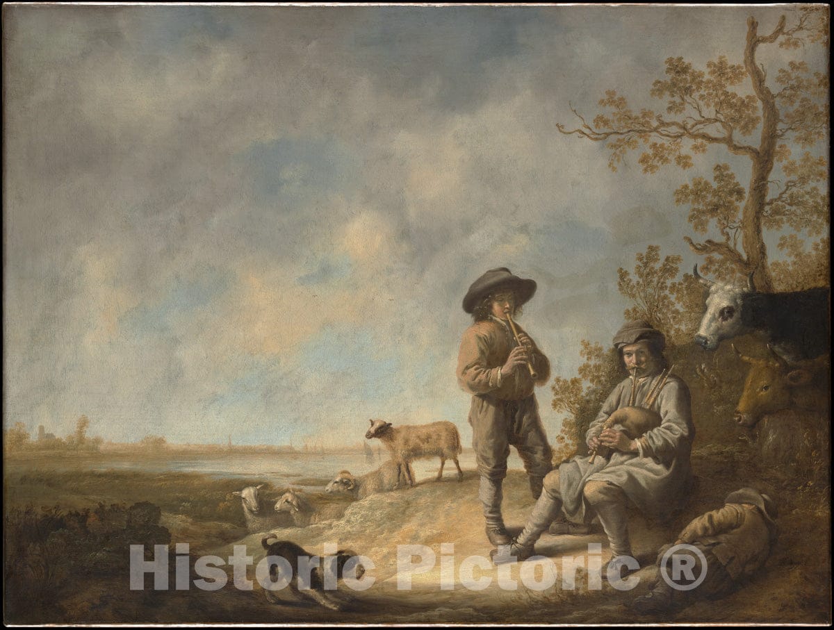 Art Print : Aelbert Cuyp - Piping Shepherds : Vintage Wall Art