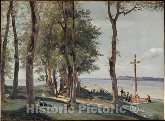 Art Print : Camille Corot - Honfleur: Calvary : Vintage Wall Art