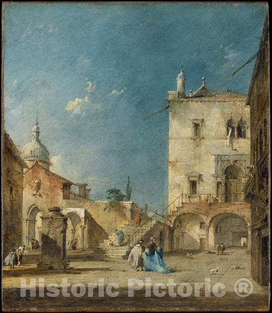 Art Print : Francesco Guardi - Imaginary View of a Venetian Square or Campo : Vintage Wall Art