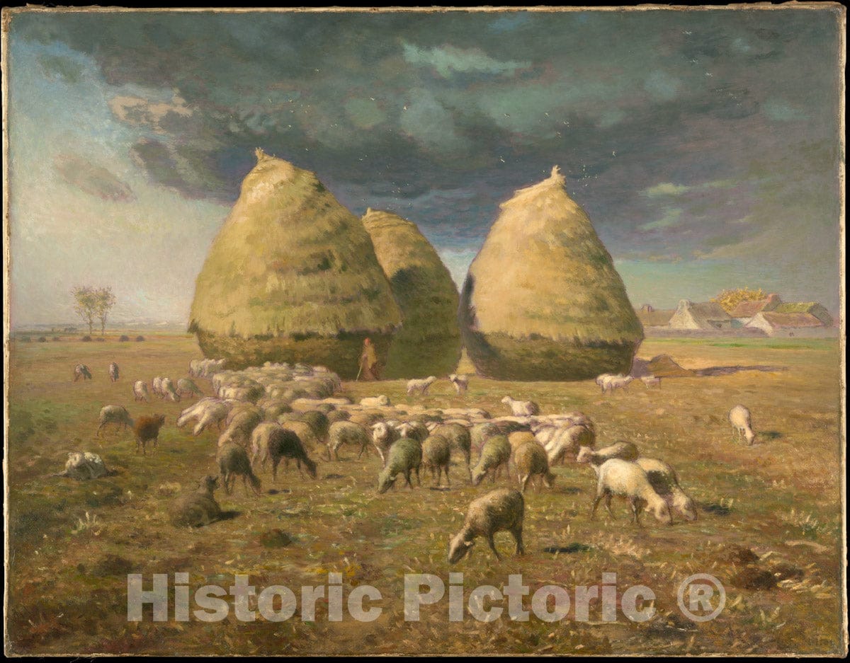 Art Print : Jean-François Millet - Haystacks: Autumn : Vintage Wall Art