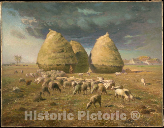 Art Print : Jean-François Millet - Haystacks: Autumn : Vintage Wall Art