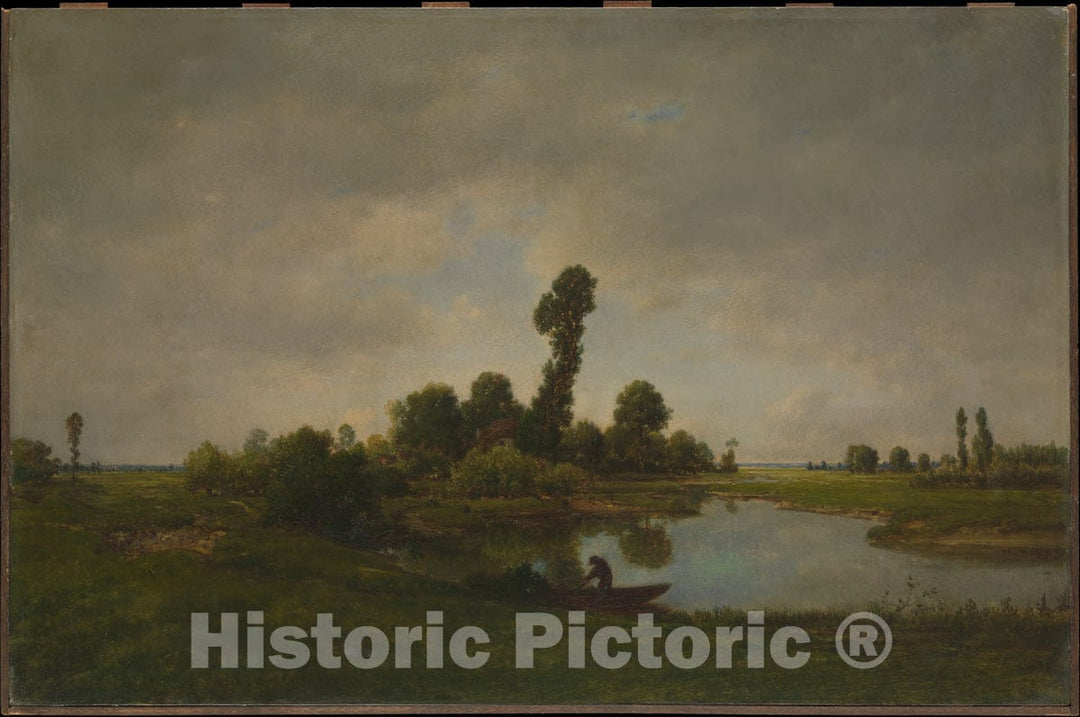 Art Print : Théodore Rousseau - A River Landscape : Vintage Wall Art