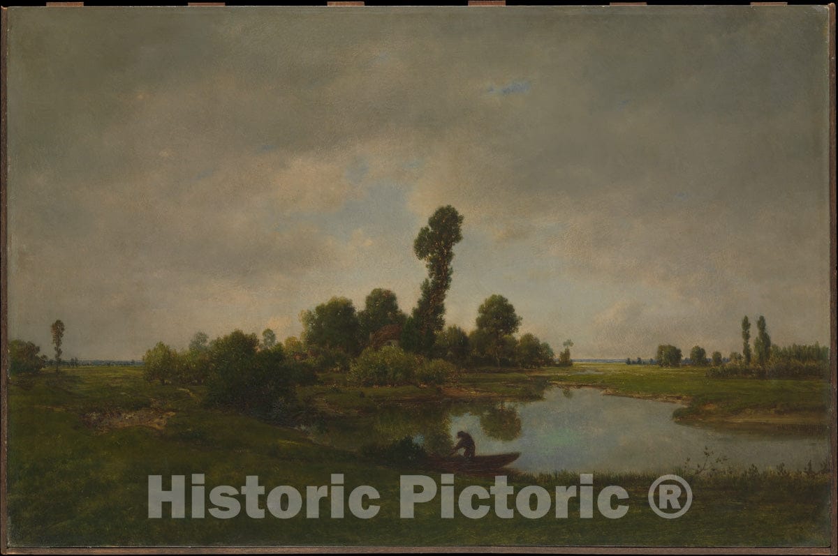Art Print : Théodore Rousseau - A River Landscape : Vintage Wall Art