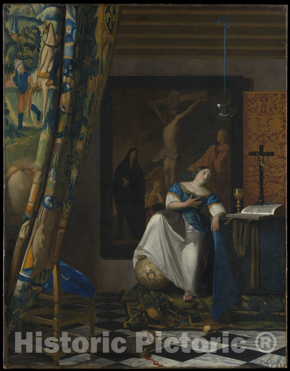 Art Print : Johannes Vermeer - Allegory of The Catholic Faith : Vintage Wall Art