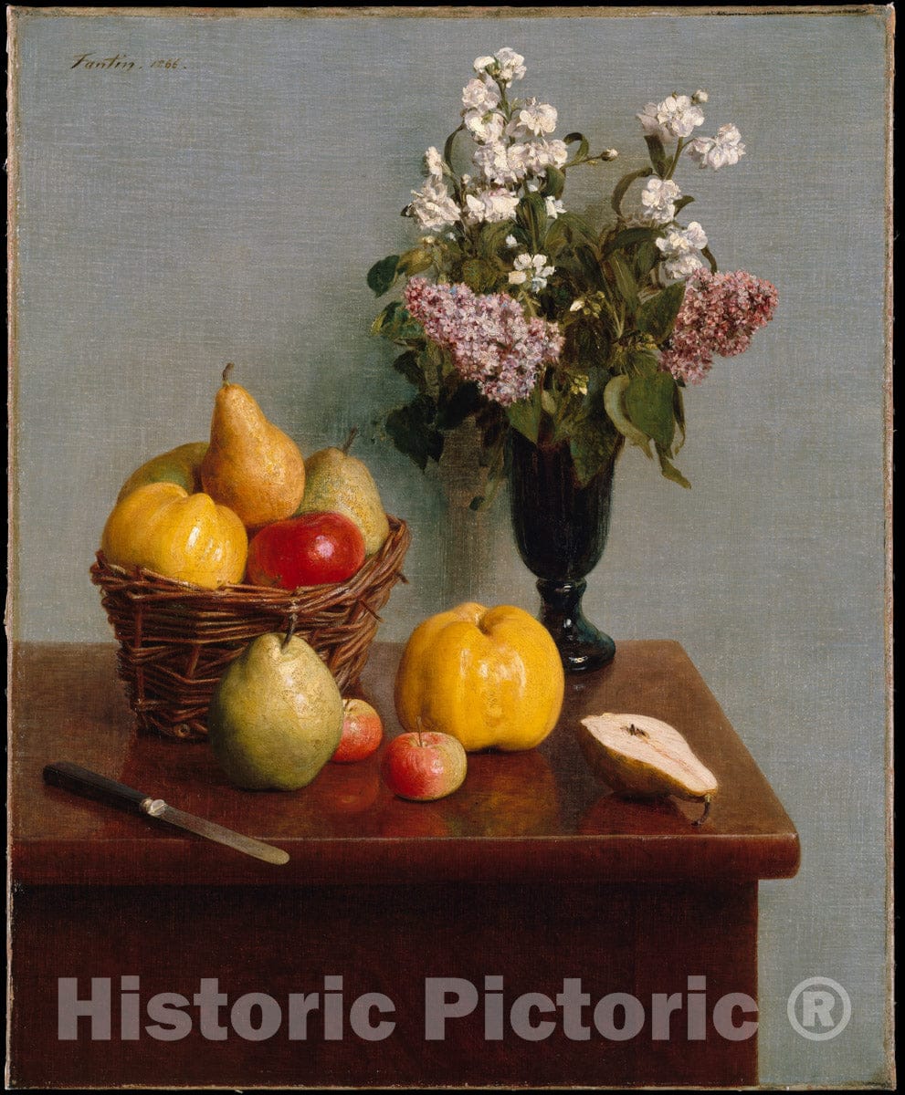 Art Print : Henri Fantin-Latour - Still Life with Flowers and Fruit : Vintage Wall Art