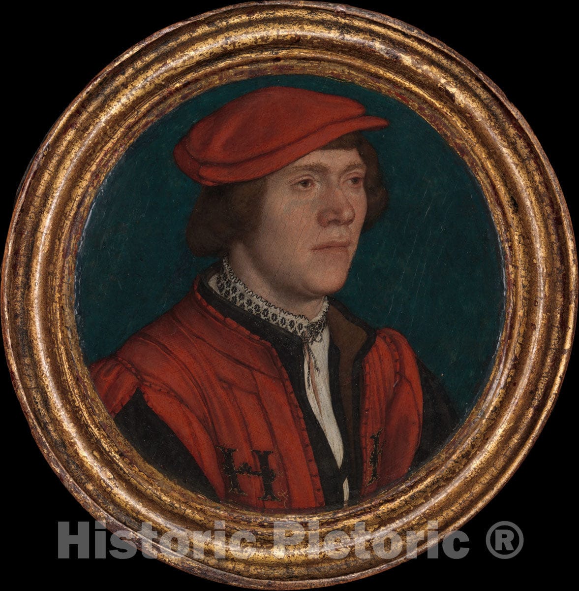Art Print : Hans Holbein The Younger - Portrait of a Man in a Red Cap : Vintage Wall Art