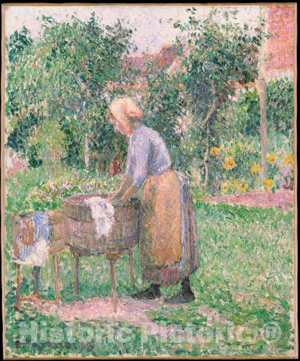 Art Print : Camille Pissarro - A Washerwoman at Éragny : Vintage Wall Art