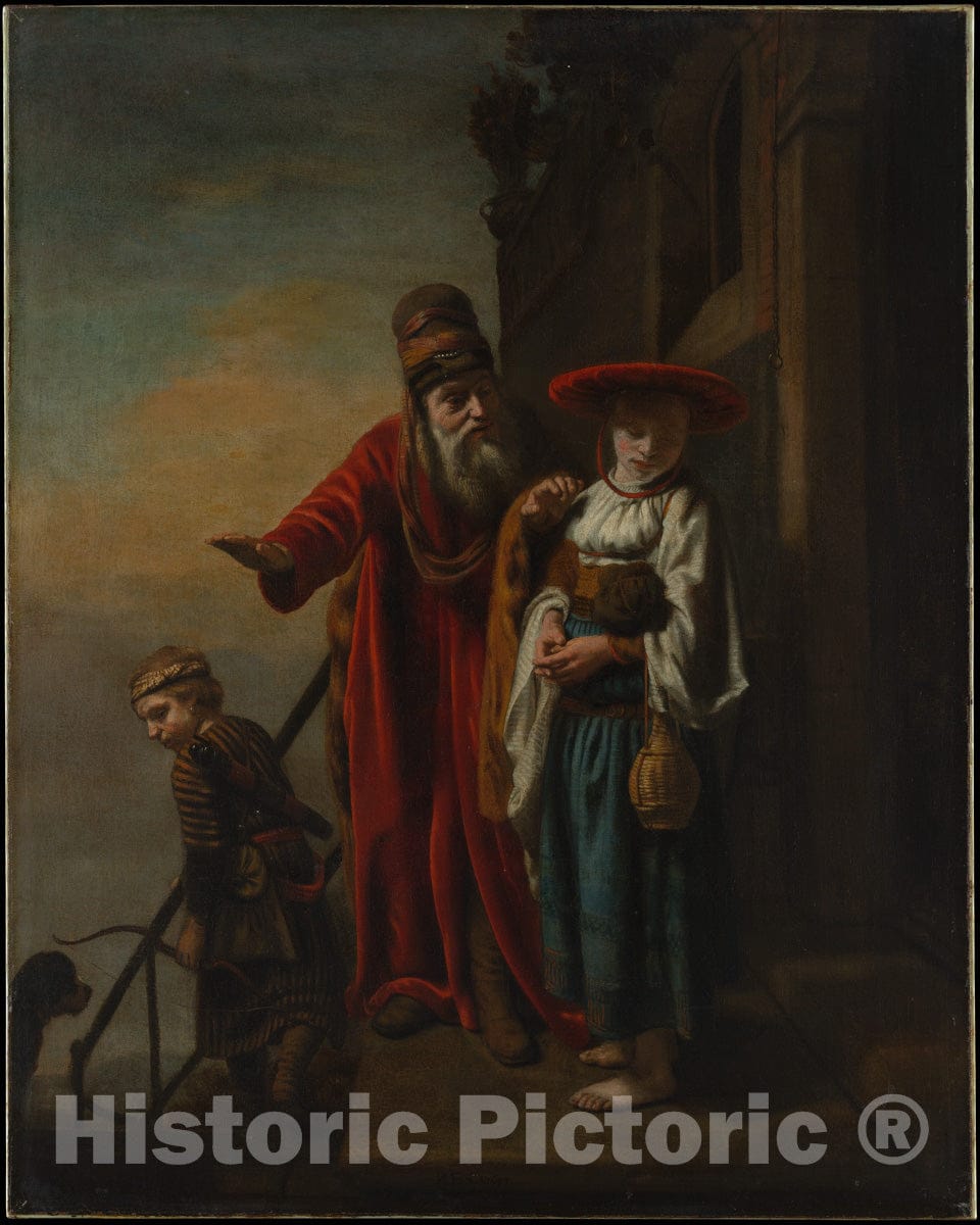 Art Print : Nicolaes Maes - Abraham Dismissing Hagar and Ishmael : Vintage Wall Art