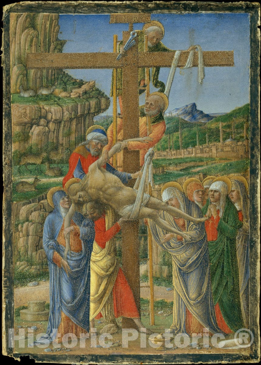 Art Print : Girolamo da Cremona - Descent from The Cross : Vintage Wall Art