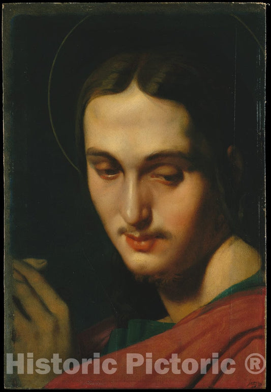 Art Print : Jean Auguste Dominique Ingres - Head of Saint John The Evangelist : Vintage Wall Art