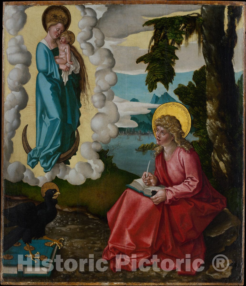 Art Print : Hans Baldung (Called Hans Baldung Grien) - Saint John on Patmos : Vintage Wall Art