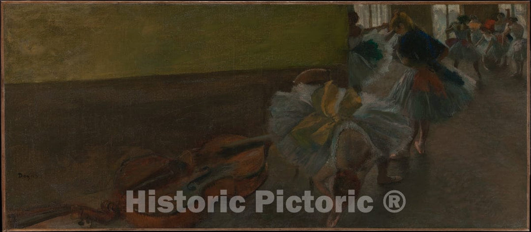 Art Print : Edgar Degas - Dancers in The Rehearsal Room with a Double Bass : Vintage Wall Art