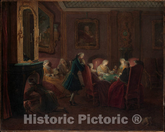 Art Print : Pierre Louis Dumesnil The Younger - Card Players in a Fine Art Print -  : Vintage Wall Art