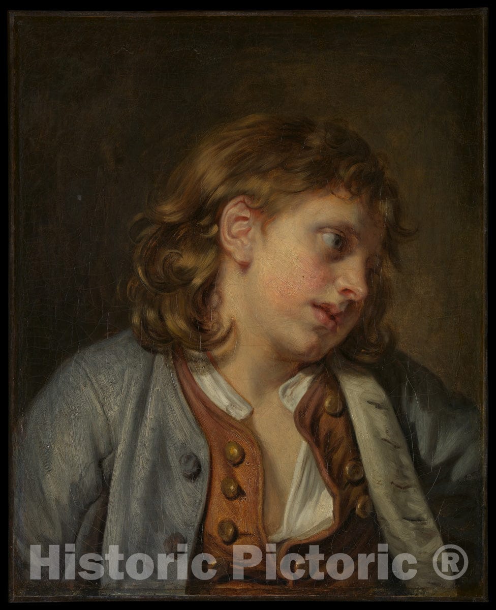 Art Print : Jean-Baptiste Greuze - Head of a Young Boy v.1 : Vintage Wall Art