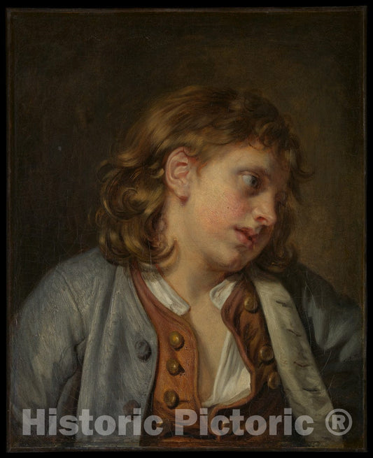 Art Print : Jean-Baptiste Greuze - Head of a Young Boy v.1 : Vintage Wall Art