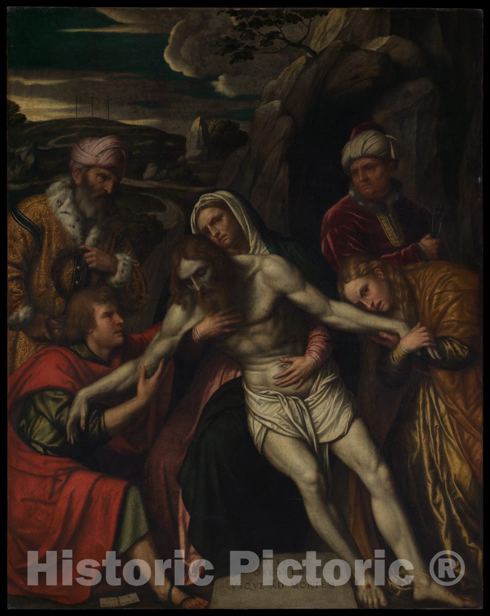 Art Print : Moretto da Brescia (Alessandro Bonvicino) - The Entombment : Vintage Wall Art