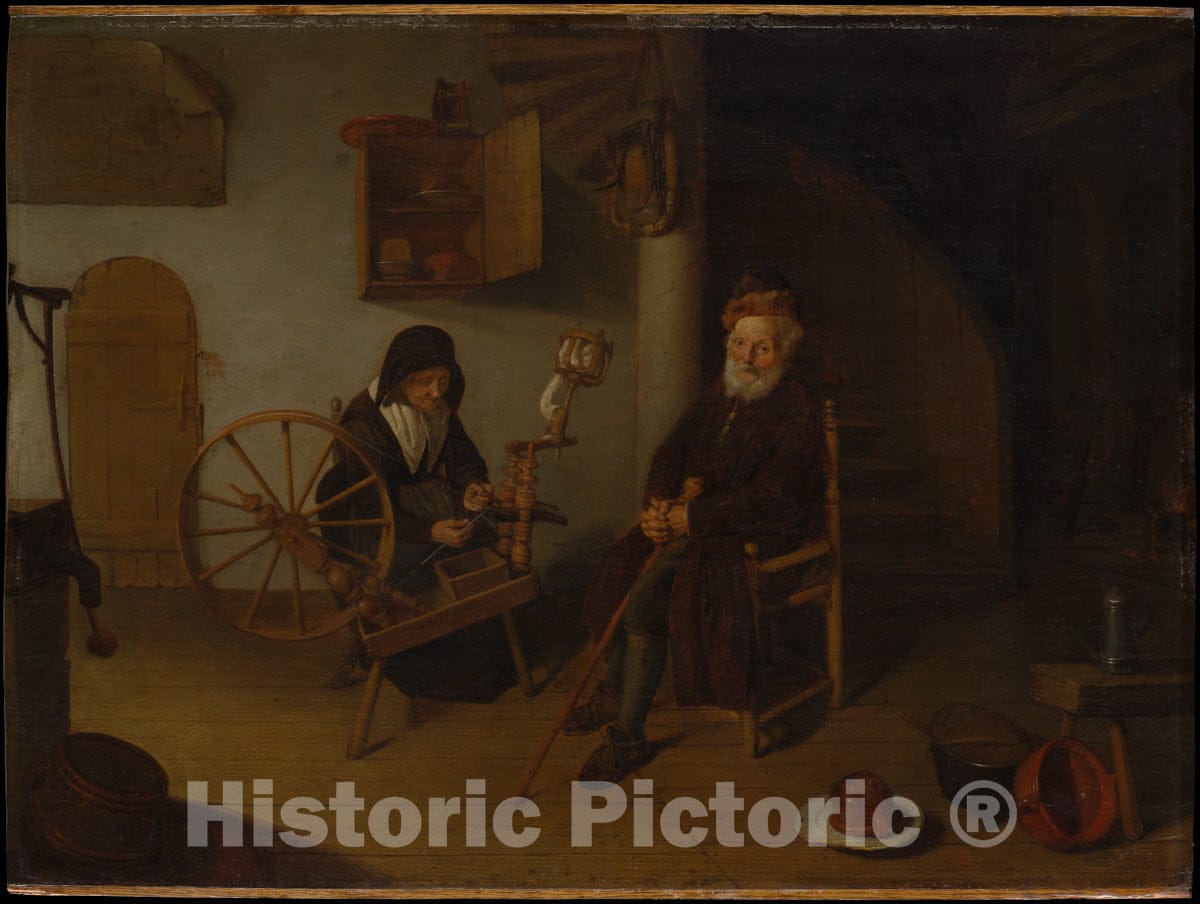 Art Print : Quirijn Van Brekelenkam - The Spinner : Vintage Wall Art