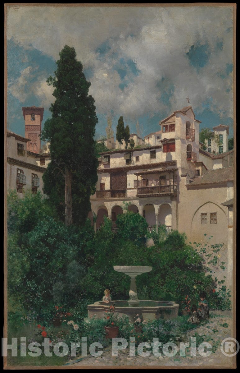Art Print : Martín Rico y Ortega - A Spanish Garden : Vintage Wall Art