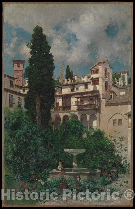 Art Print : Martín Rico y Ortega - A Spanish Garden : Vintage Wall Art