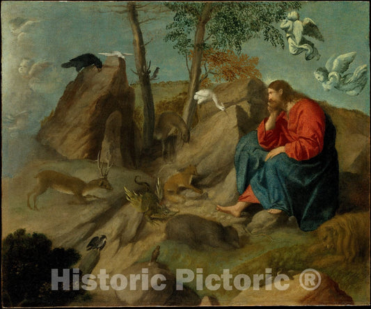 Art Print : Moretto da Brescia (Alessandro Bonvicino) - Christ in The Wilderness : Vintage Wall Art
