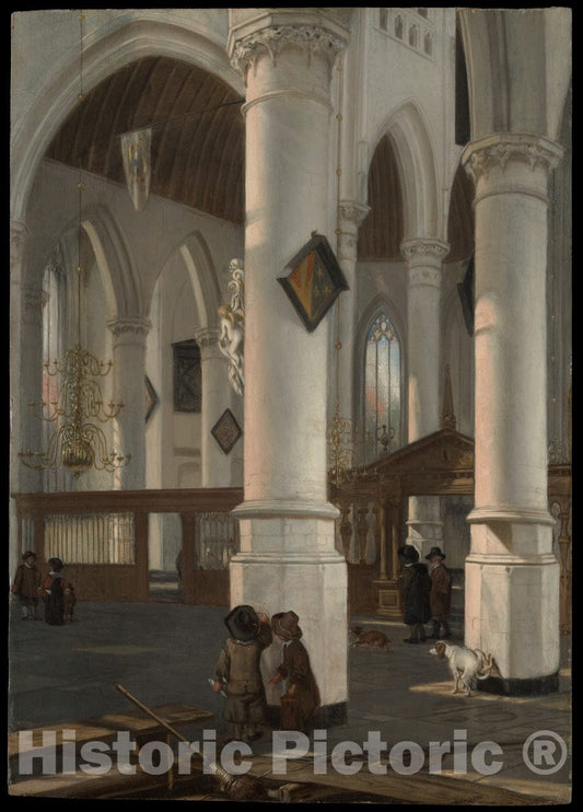 Art Print : Emanuel de Witte - Interior of The Oude Kerk, Delft : Vintage Wall Art
